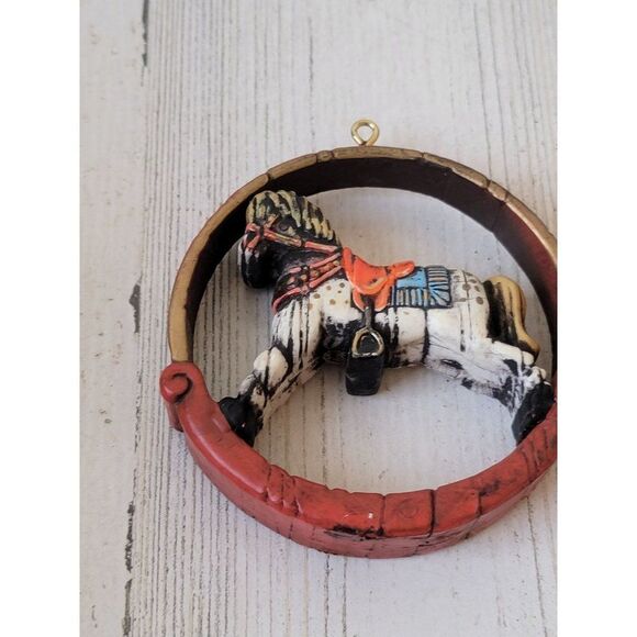 Circle saddle horse rustic ornament Xmas decor pony - Picture 1 of 4